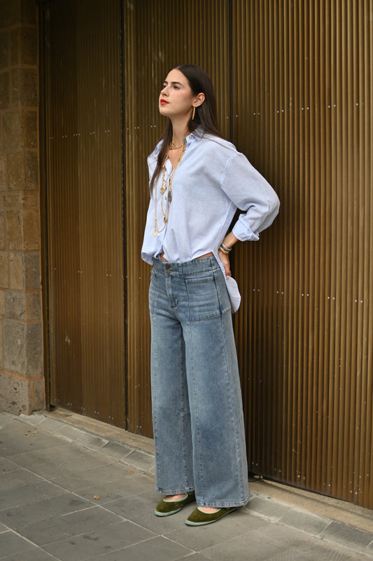 Pantalon Stretch Prelavado Pata Ancha