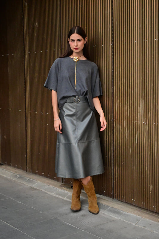 Falda de Piel vegana Gris