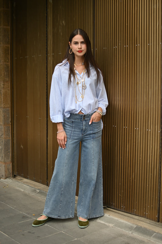 Pantalon Stretch Prelavado Pata Ancha