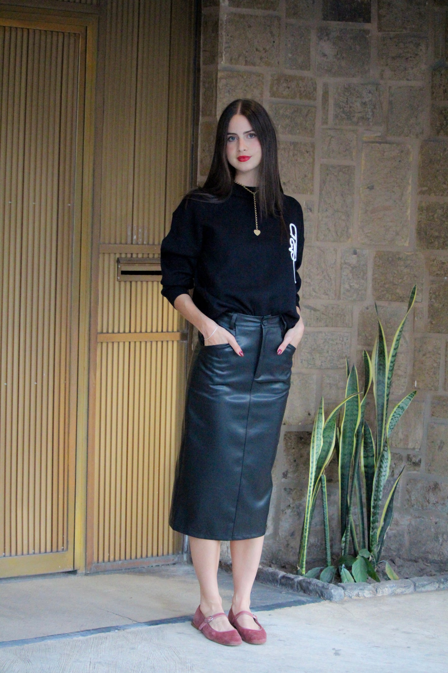 Falda Piel Vegana Negra